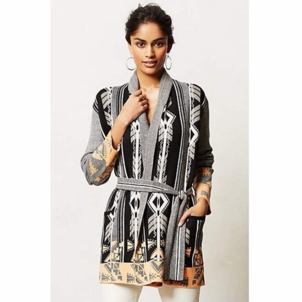 Anthropologie Southwest Cardigan with Orange Accents